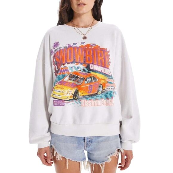 MOTHER Tops - Mother Denim The Drop Sweatshirt Snowbird Championship Size Small White Graphics